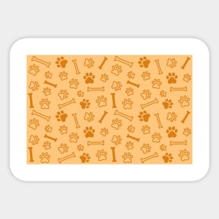 Pet - Cat or Dog Paw Footprint and Bone Pattern in Orange Tones Sticker